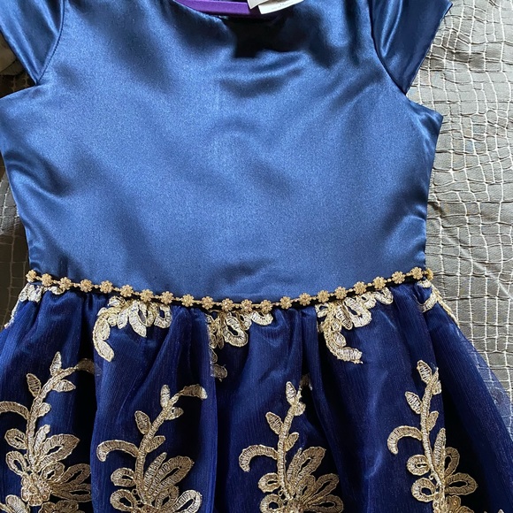 Rare Editions Navy and Gold Girl’s Dress sz12 - Picture 6 of 10